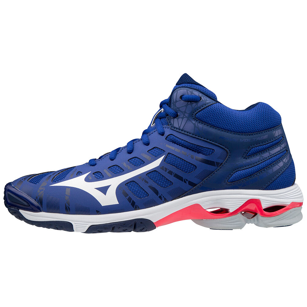 Tenis Para Voleibol Mizuno Wave Voltage Mid Para Hombre Azules/Blancos/Rosas 5719483-ZU